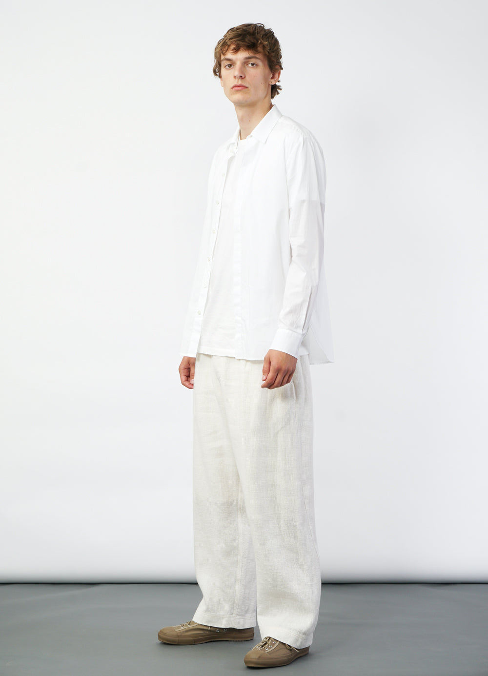 Bobby Wide Pleated Trouser Off White