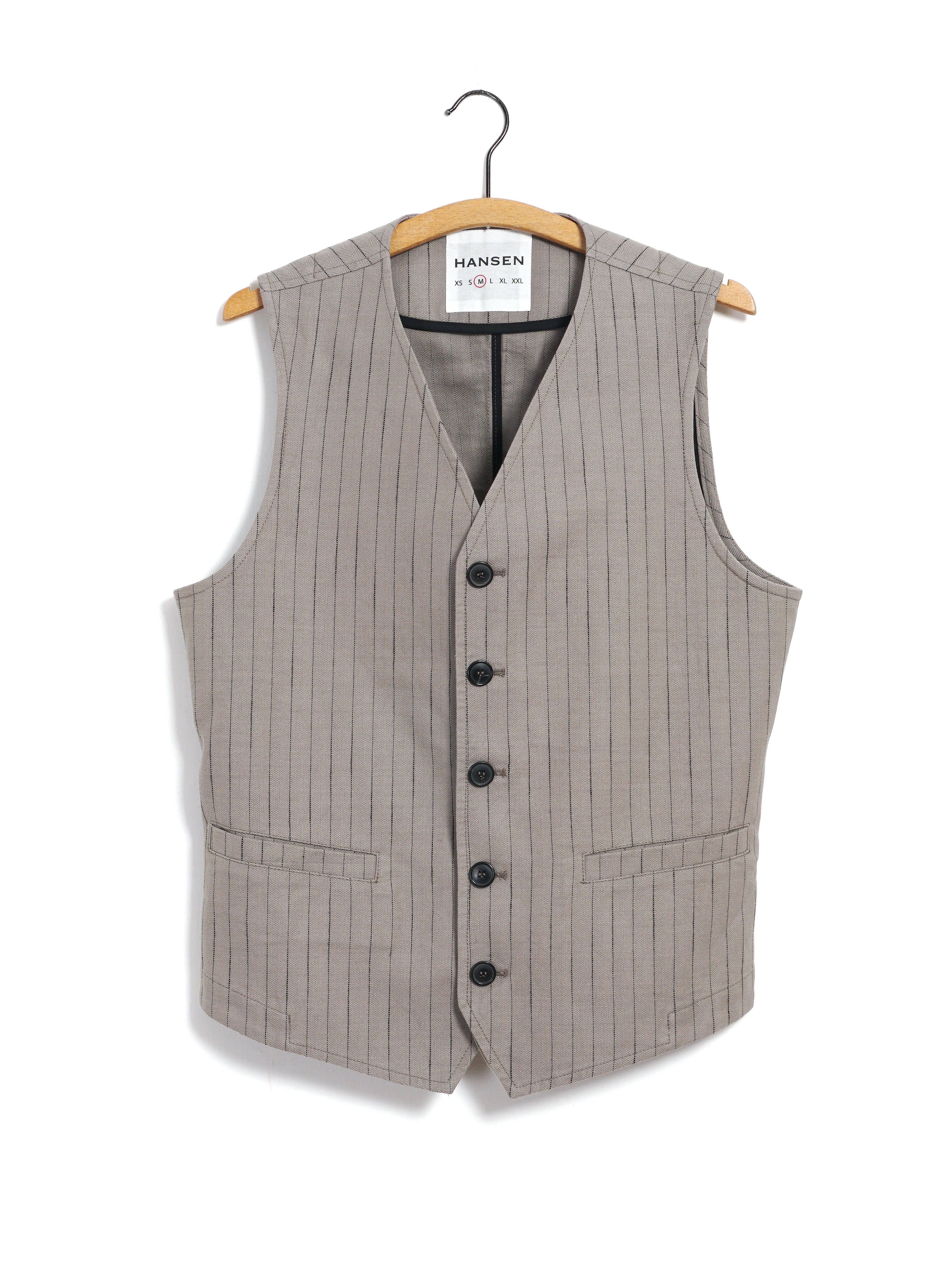 Hansen Knud Waistcoat Beige Herringbone