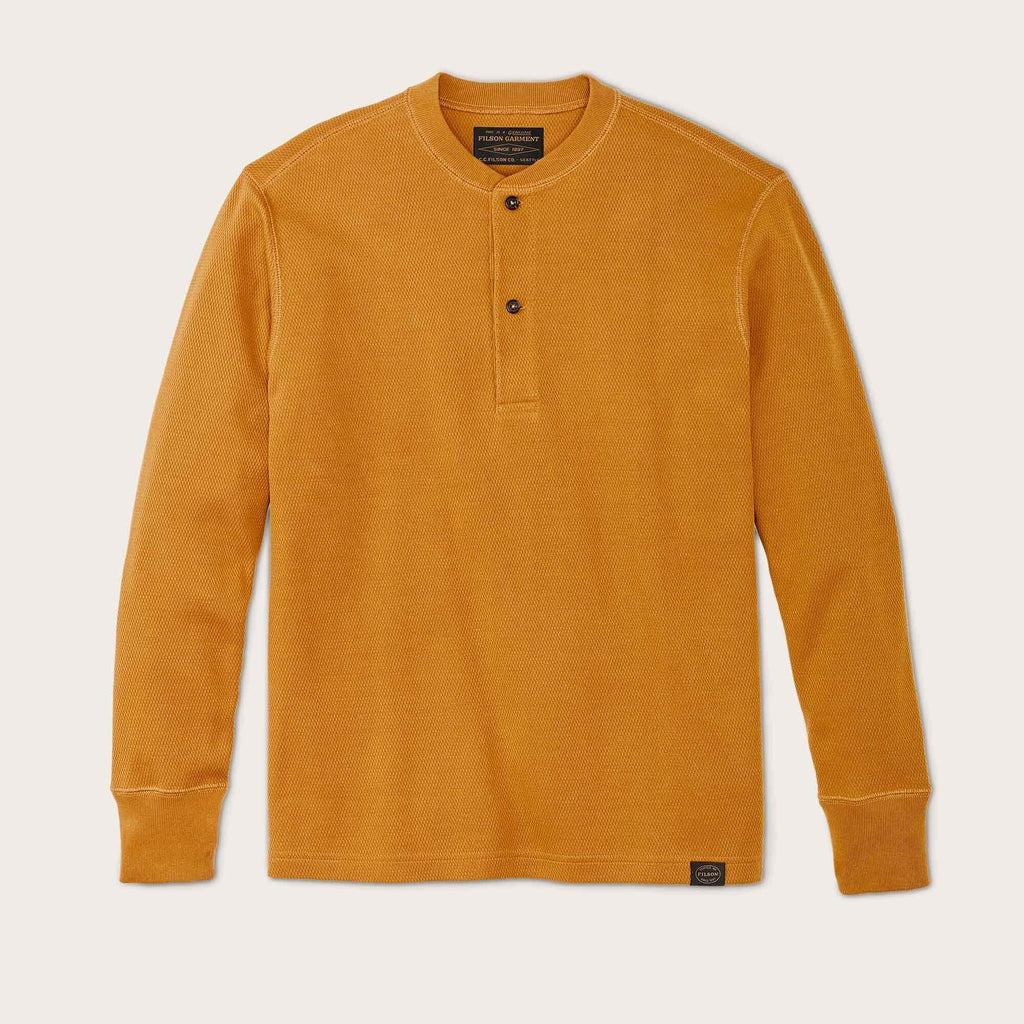 Filson Síðerma Bolur - Waffle Knit Henley - Buckthorn Brown