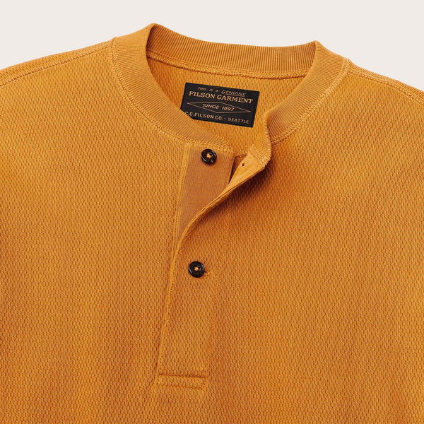 Filson Síðerma Bolur - Waffle Knit Henley - Buckthorn Brown