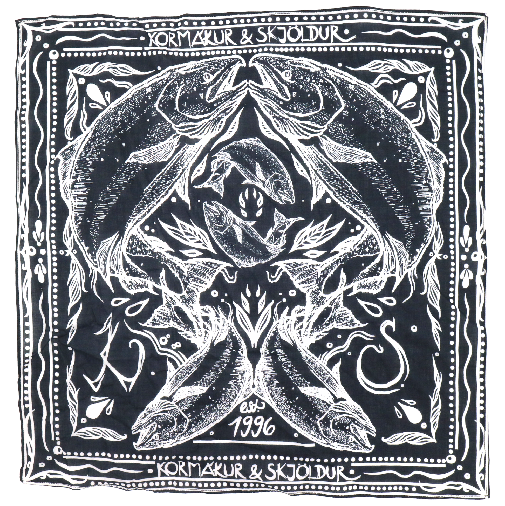 K&S Hálsklútur Bandana Svartur Lax - Kormákur & Skjöldur