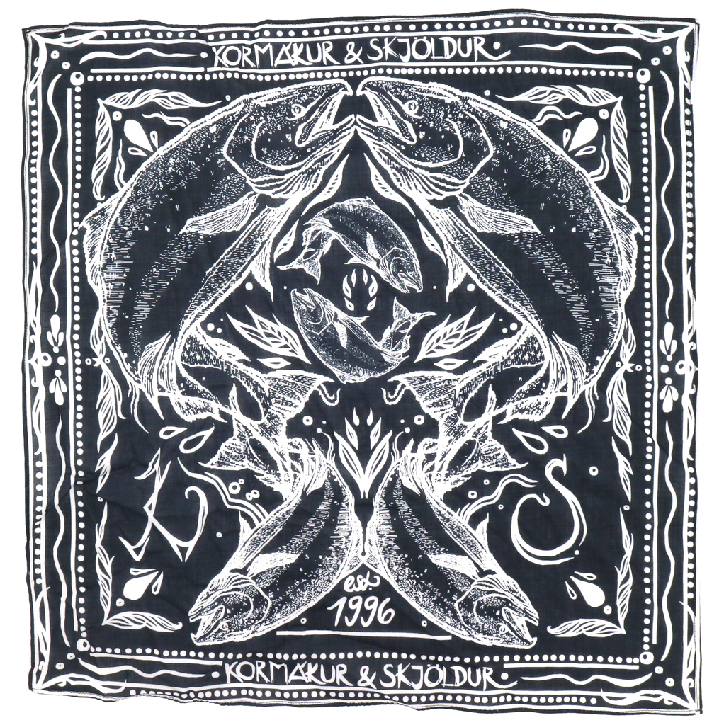 K&S Hálsklútur Bandana Svartur Lax