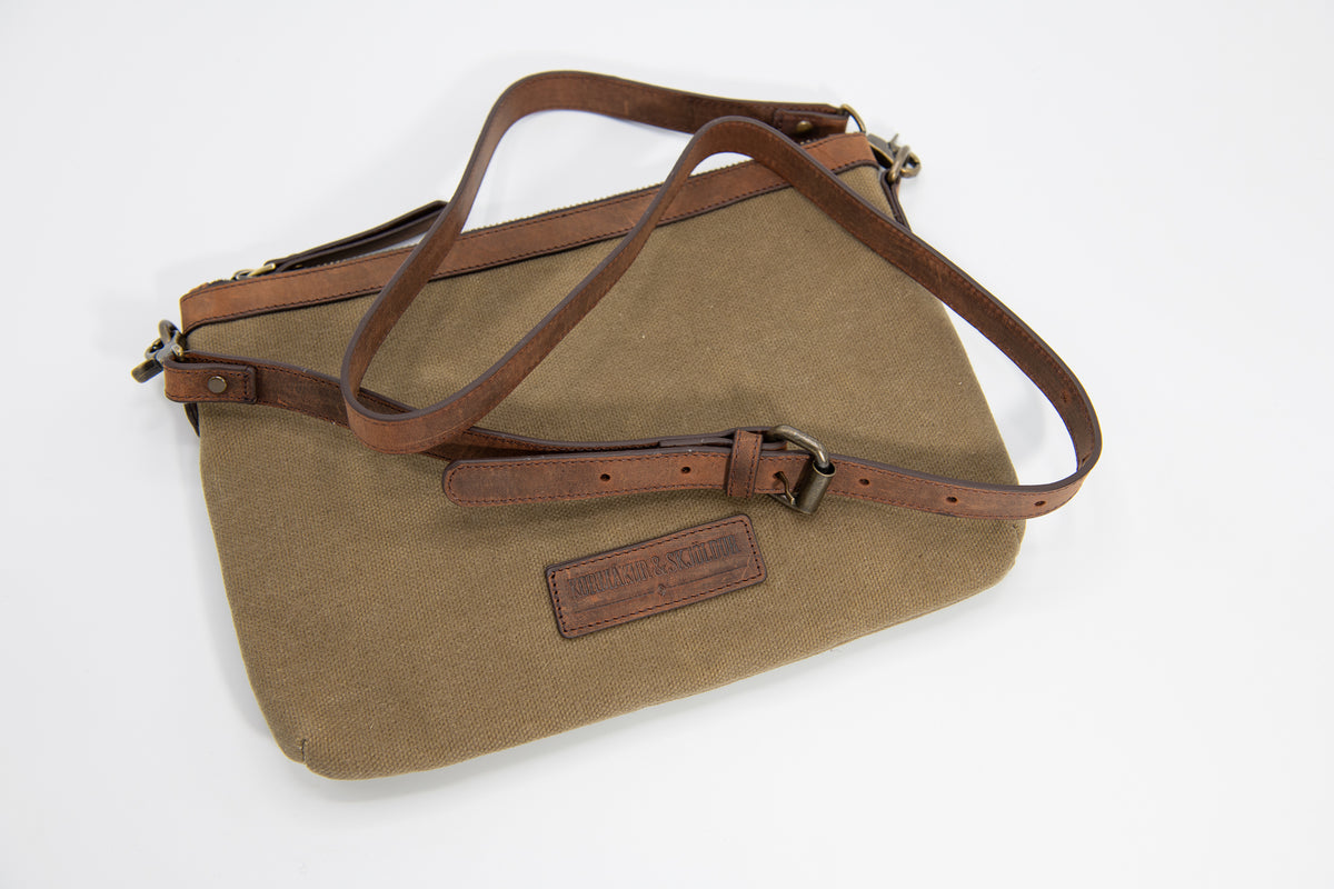 K&S Handtaska Vaxaður strigi - Waxed Canvas Beige - Handtaska