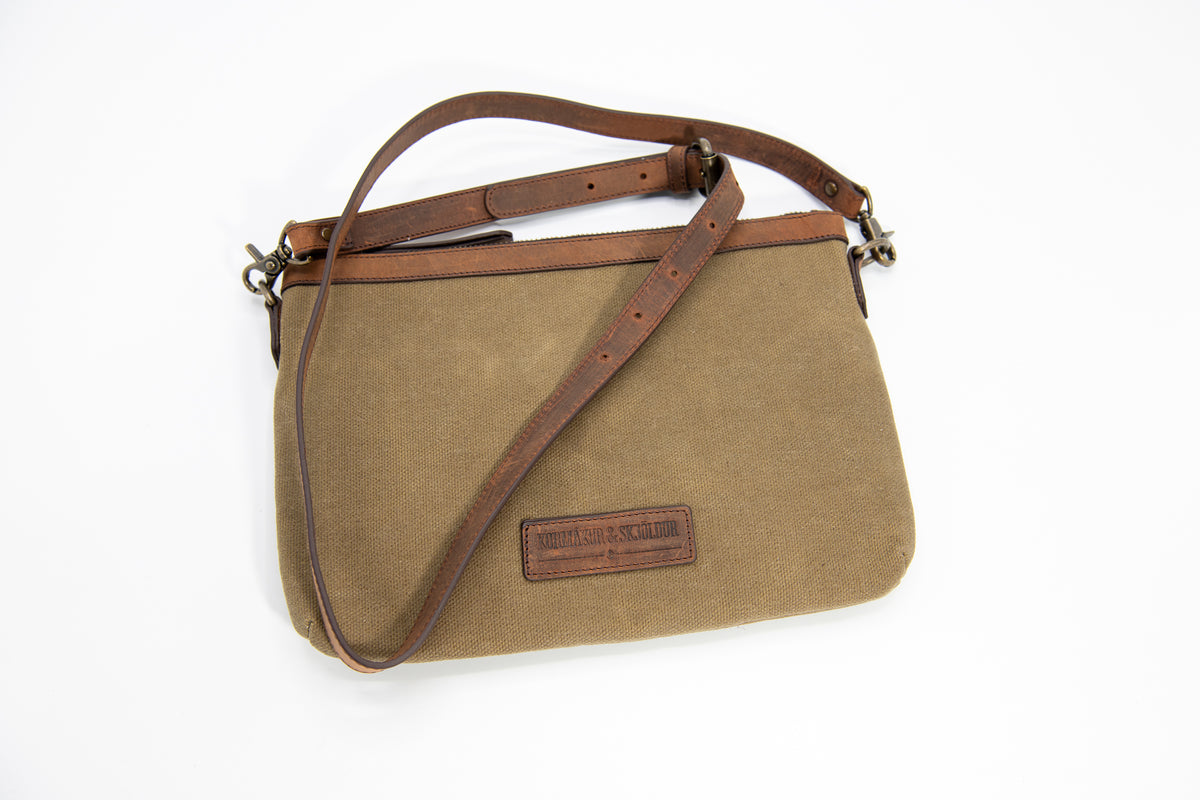 K&S Handtaska Vaxaður strigi - Waxed Canvas Beige - Handtaska