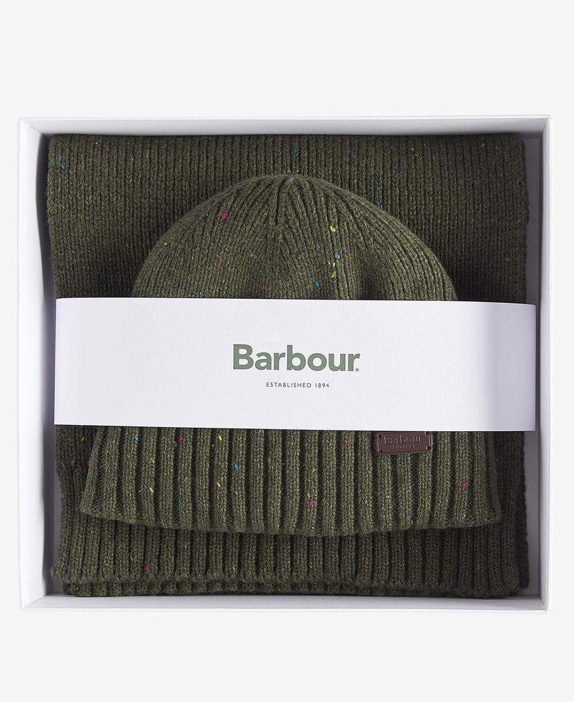 Barbour Gjafasett - Húfa og Trefill - Carlton Olive