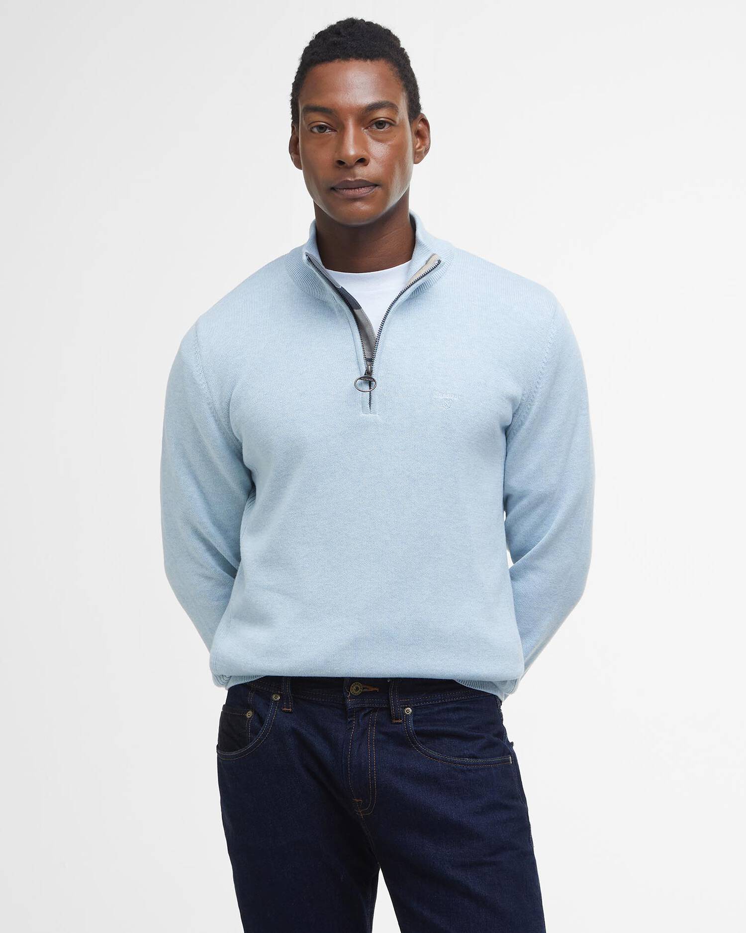 Barbour Cotton Half Zip Peysa Ocean Sky