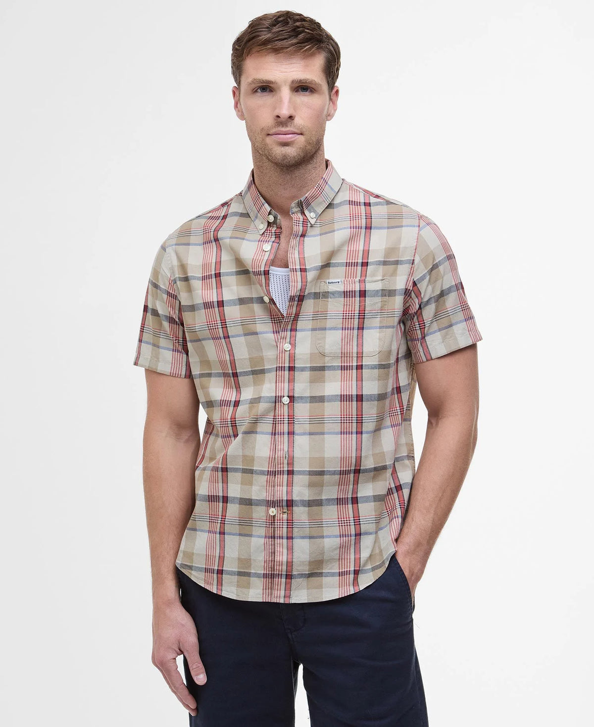 Barbour Stuttermaskyrta Hillway Madras