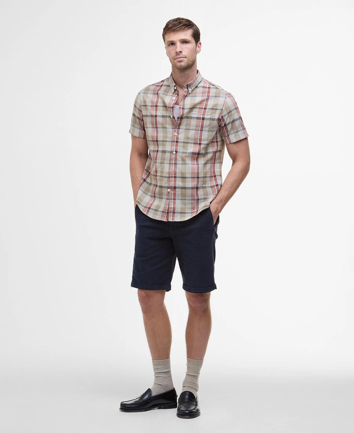 Barbour Stuttermaskyrta Hillway Madras