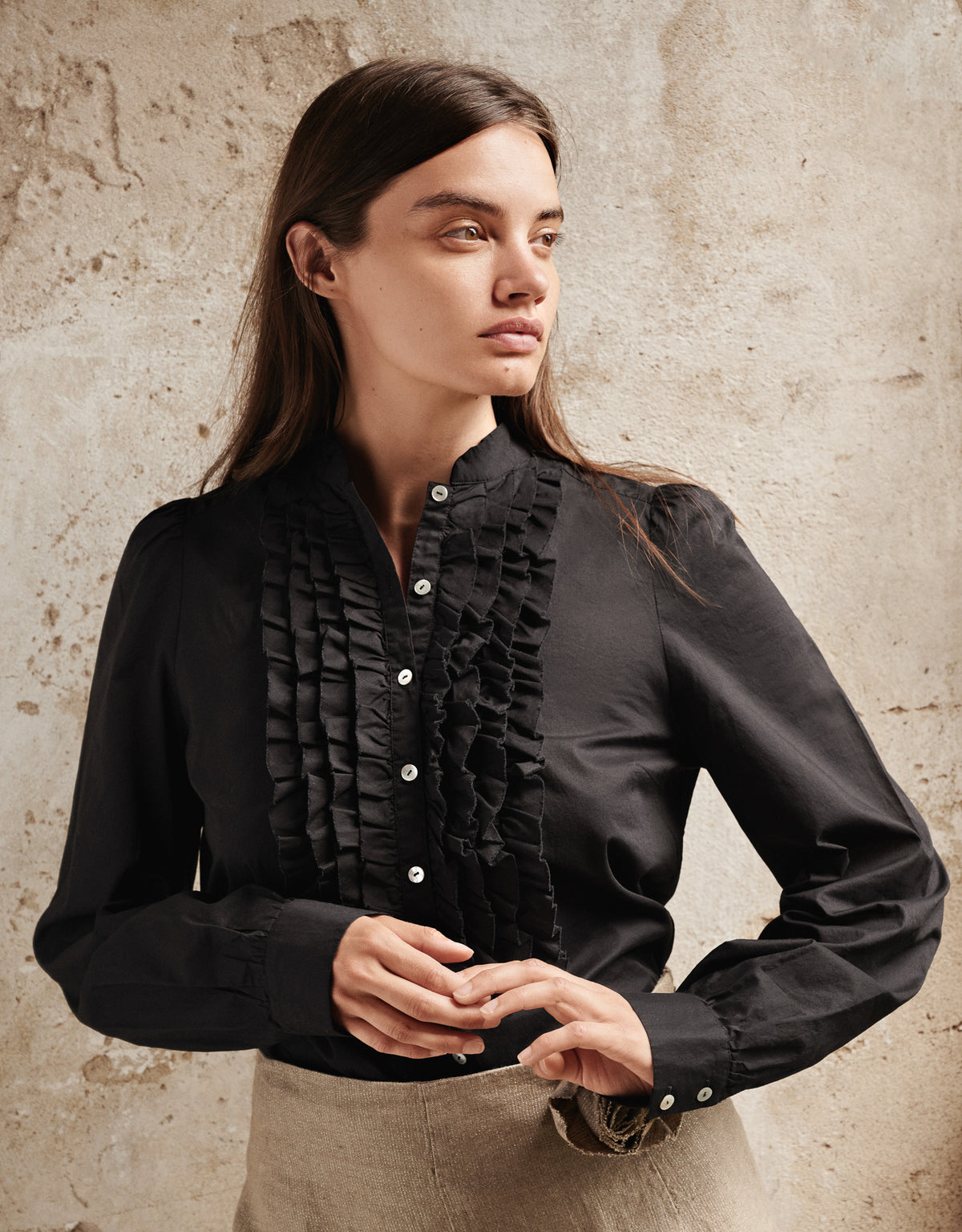 Nygardsanna Ruffle Blouse Black