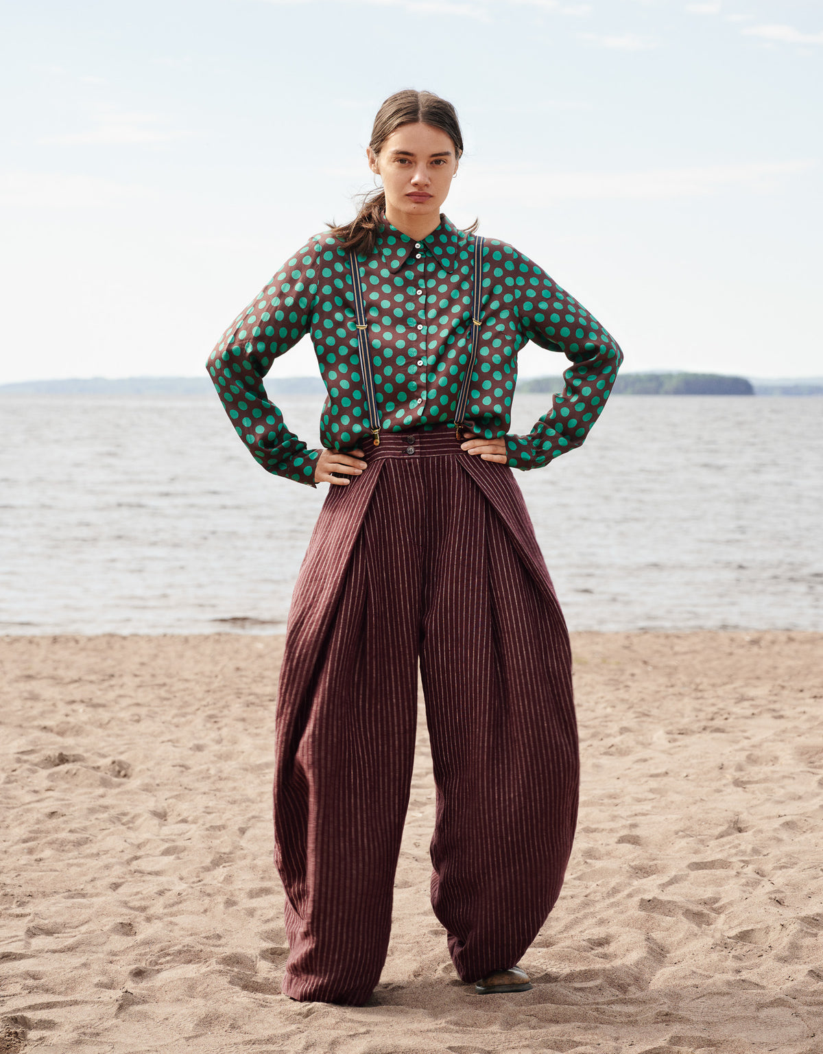 Nygardsanna Retro Collar Shirt Green Dot