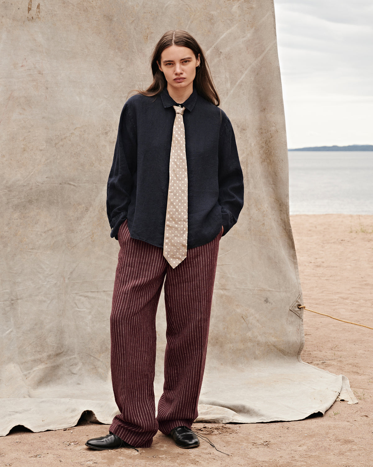 NYGARDSANNA Classic Trousers Wine Striped