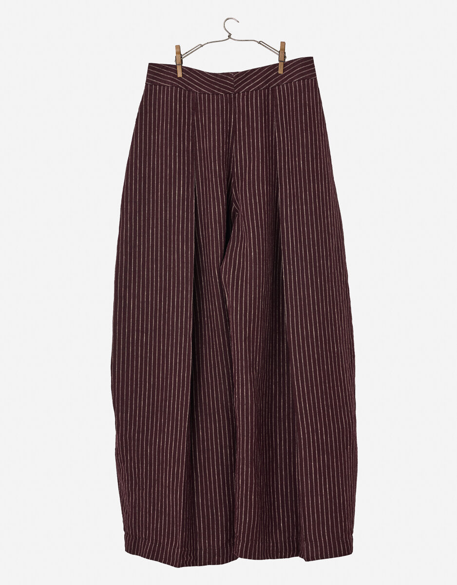 Nygardsanna  Big Pleat Trousers Wine Stripe