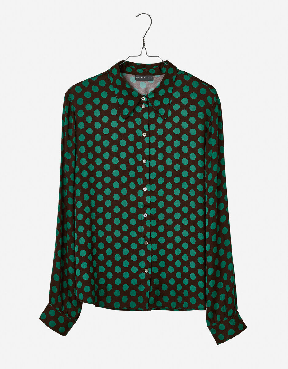 Nygardsanna Retro Collar Shirt Green Dot