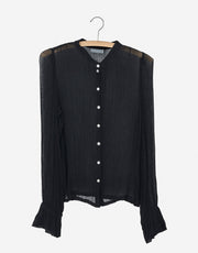 Nygardsanna Ruffle Collar Blouse Black