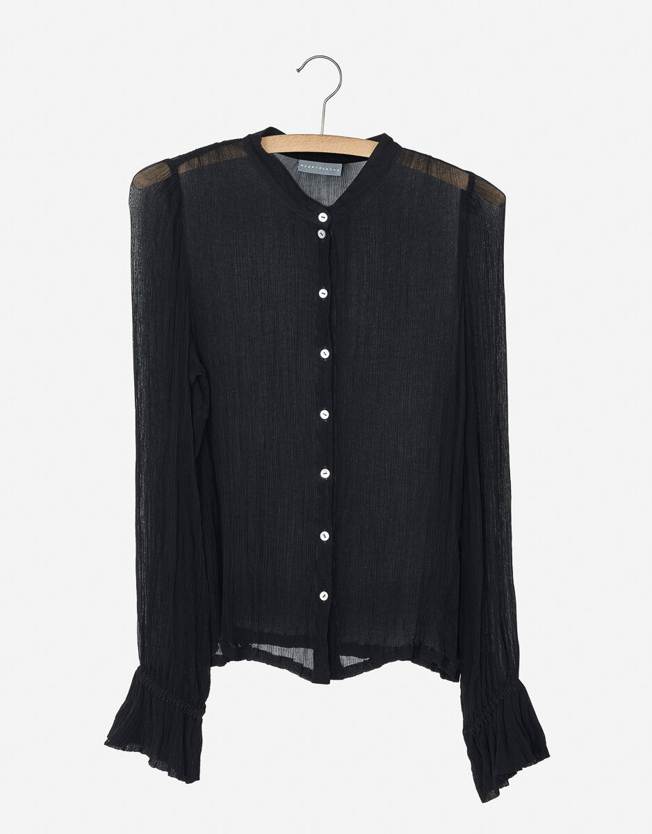 Nygardsanna Ruffle Collar Blouse Black