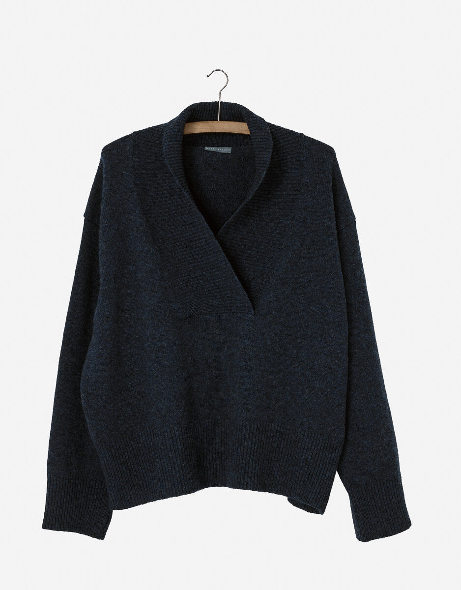 Nygardsanna Shawl Collar Sweater - Dark Blue