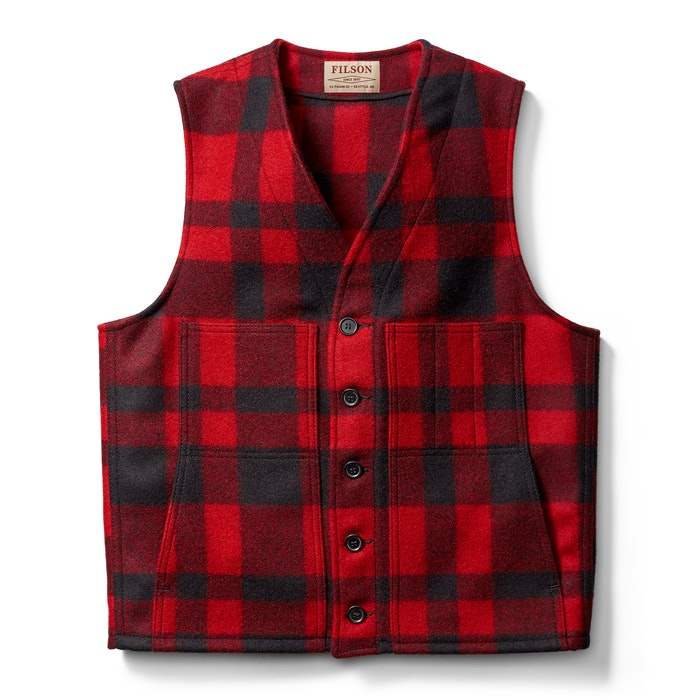 Filson Vesti - Mackinaw Wool Vest - Red Black - Kormákur & Skjöldur