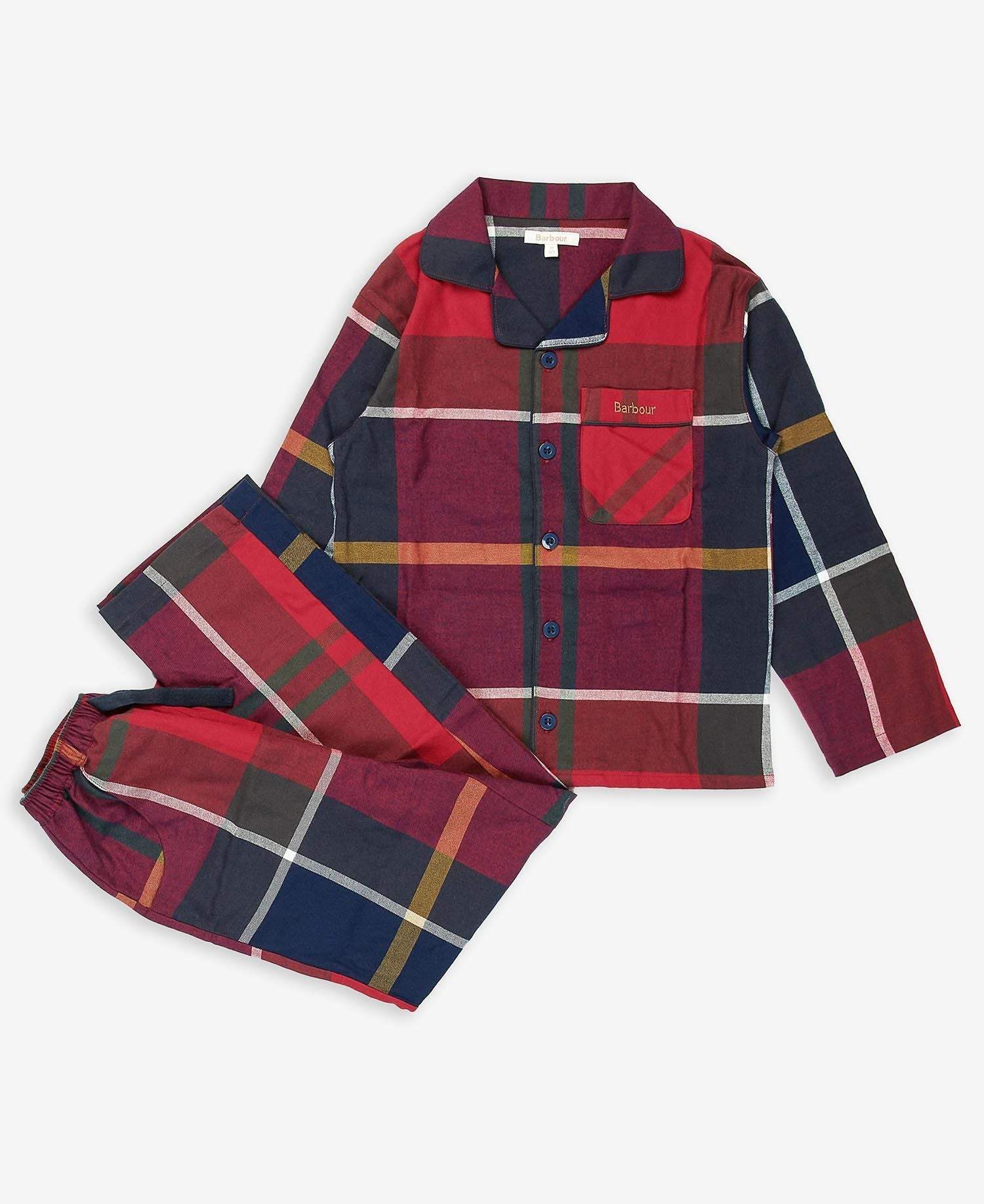 Barbour Barnanáttföt - Children Christmas PJ Set - Large Red Tartan