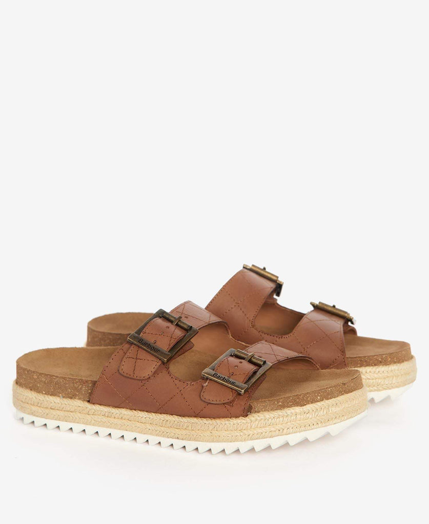 Barbour Dömuskór - Pamela Quilted Sandal - Cognac