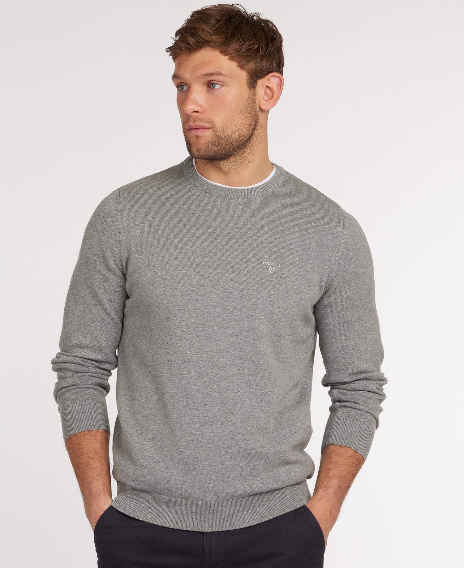 Barbour Peysa - Pima Cotton Crew Neck - Grey - Kormákur & Skjöldur