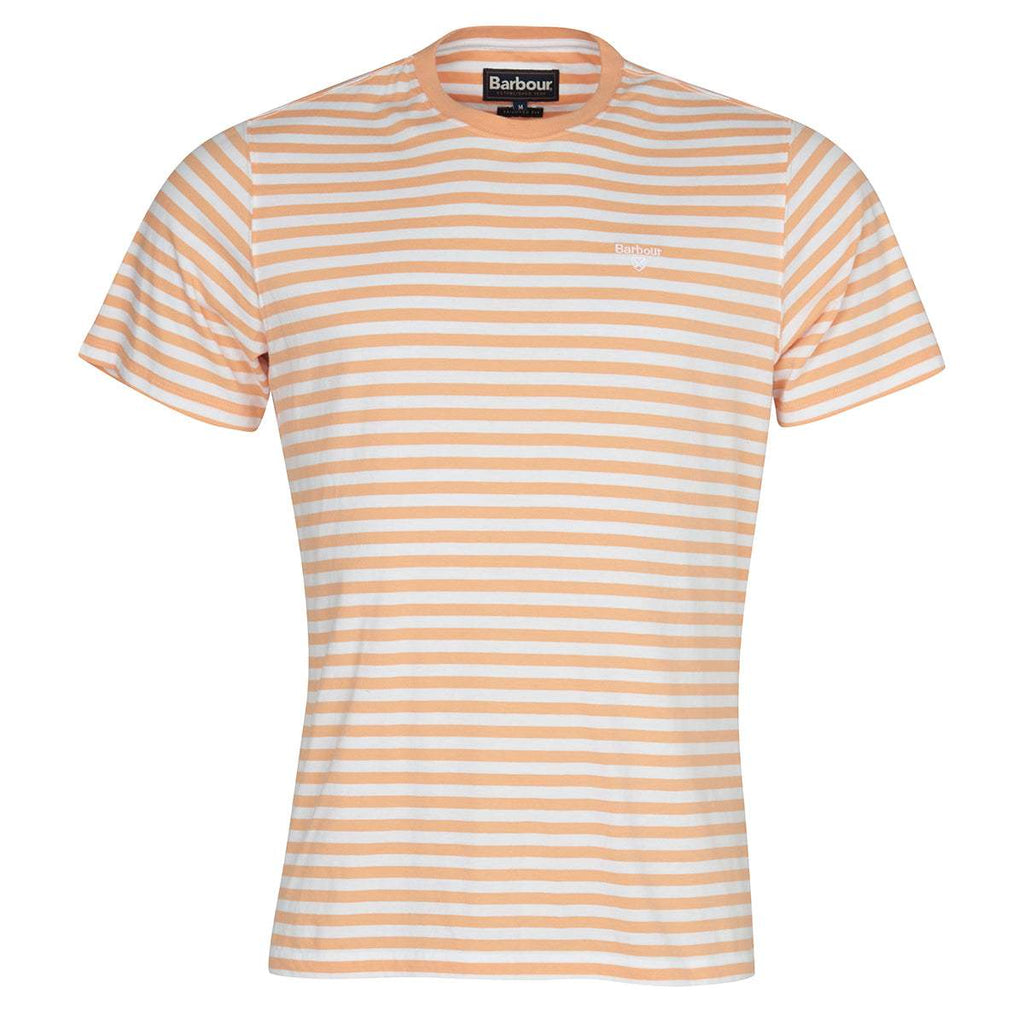 Barbour Stuttermabolur - Delamere Stripe - Coral Sands