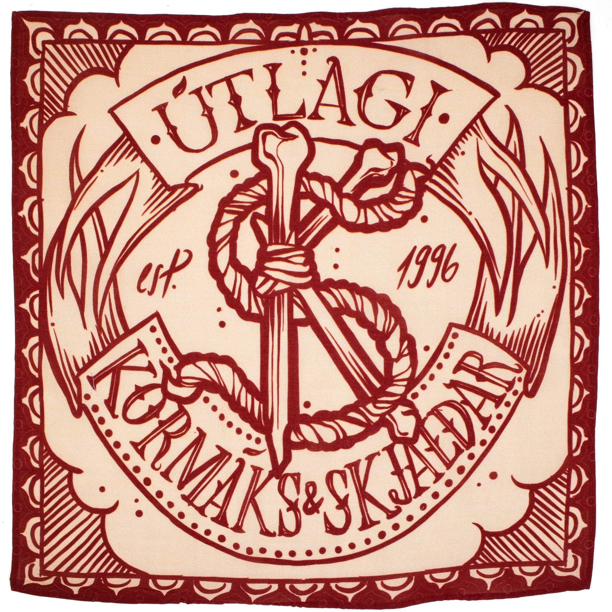 K&S Hálsklútur - Útlagi Bandana - Rauður/Rjómi - Kormákur & Skjöldur