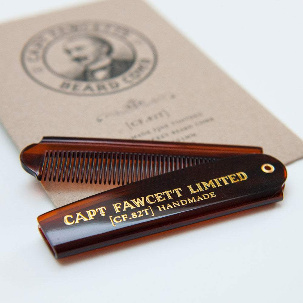 Captain Fawcett Skegggreiða - Folding Pocket Beard Comb - Herrafataverzlun Kormáks & Skjaldar